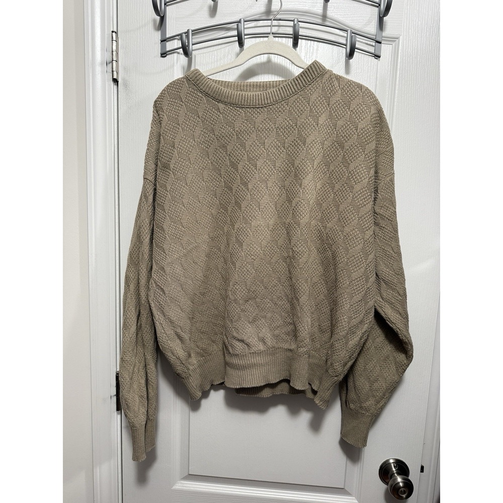 Vintage‎ Sedgefield Beige Cable Knit Sweater Mens L USA Made Grandpacore 90s